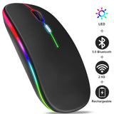 Rechargeable Bluetooth Wireless Mouse with 2.4GHz USB RGB 1600DPI Mouse for Computer Laptop Tablet PC Macbook Gaming Mouse Gamer - Livefree