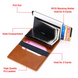 Customized Wallet 2022 Credit Card Holder Men Wallet RFID Aluminium Box Bank Card Holder Vintage Leather Wallet with Money Clips - Livefree