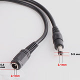 DC12V Power Extension Cable 2.1*5.5mm Connector Male To Female For CCTV Security Camera Black Color 16.5Feet 5M 10m power cable - Livefree