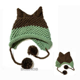 BomHCS Cute Fox Ears Beanie Winter Warm 100% Handmade Knit Hat - Livefree