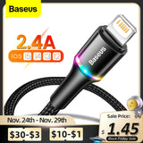 Baseus USB Cable For iPhone 12 11 13 Pro XS Max Xr X 8 7 6 LED Lighting Fast Charge Charger Date Phone Cable For iPad Wire Cord - Livefree