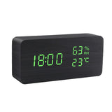 Alarm Clock LED Wooden Watch Table Voice Control Digital Wood Despertador USB/AAA Powered Electronic Desktop Clocks - Livefree