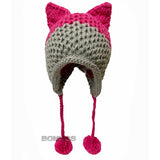 BomHCS Cute Fox Ears Beanie Winter Warm 100% Handmade Knit Hat - Livefree