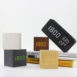 Alarm Clock LED Wooden Watch Table Voice Control Digital Wood Despertador USB/AAA Powered Electronic Desktop Clocks - Livefree