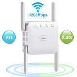 5 Ghz WiFi Repeater Wireless Wifi Extender 1200Mbps Wi-Fi Amplifier 300Mbps Long Range Wi fi Signal Booster 2.4G Wifi Repiter - Livefree
