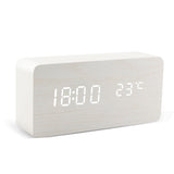 Alarm Clock LED Wooden Watch Table Voice Control Digital Wood Despertador USB/AAA Powered Electronic Desktop Clocks - Livefree