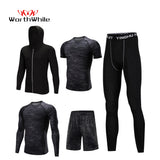 WorthWhile 5 Pcs/Set Men's Tracksuit Compression Sports Wear for Men Gym Fitness Exercise Workout Tights Running Jogging Suits - Livefree