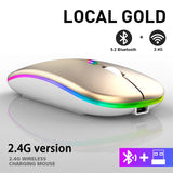 Rechargeable Bluetooth Wireless Mouse with 2.4GHz USB RGB 1600DPI Mouse for Computer Laptop Tablet PC Macbook Gaming Mouse Gamer - Livefree