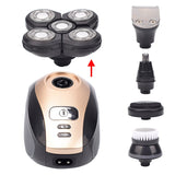 5 In 1 4D Men's Rechargeable Bald Head Electric Shaver 5 Floating Heads Beard Nose Ear Hair Trimmer Razor Clipper Facial Brush - Livefree