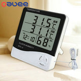Oauee LCD Electronic Digital Temperature Humidity Meter Indoor Outdoor Thermometer Hygrometer Weather Station Clock HTC-1 HTC-2 - Livefree