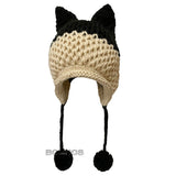 BomHCS Cute Fox Ears Beanie Winter Warm 100% Handmade Knit Hat - Livefree