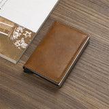 Customized Wallet 2022 Credit Card Holder Men Wallet RFID Aluminium Box Bank Card Holder Vintage Leather Wallet with Money Clips - Livefree