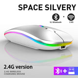 Rechargeable Bluetooth Wireless Mouse with 2.4GHz USB RGB 1600DPI Mouse for Computer Laptop Tablet PC Macbook Gaming Mouse Gamer - Livefree