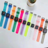 silicone Strap for Apple Watch 8 Band 45MM 41 42 mm 40 44 38mm Transparent Correa Sport loop wrist Iwatch Series 8 7 6 se 5 4 3 - Livefree