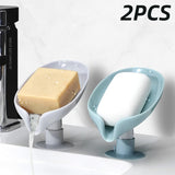 2PCS Suction Cup Soap dish For bathroom Shower Portable Leaf Soap Holder Plastic Sponge Tray For Kitchen Bathroom accessories - Livefree