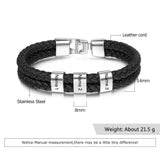 JewelOra Personalized Engraved Family Name Beads Bracelets Black Braided Leather Stainless Steel Bracelets for Men Fathers - Livefree