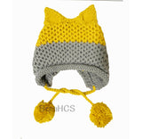 BomHCS Cute Fox Ears Beanie Winter Warm 100% Handmade Knit Hat - Livefree