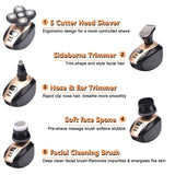 5 In 1 4D Men's Rechargeable Bald Head Electric Shaver 5 Floating Heads Beard Nose Ear Hair Trimmer Razor Clipper Facial Brush - Livefree
