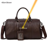 Luxury Genuine Leather Men Women Travel Bag Cow Leather Carry On Luggage Bag Travel Shoulder Bag Male Female Weekend Duffle Bag - Livefree