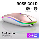 Rechargeable Bluetooth Wireless Mouse with 2.4GHz USB RGB 1600DPI Mouse for Computer Laptop Tablet PC Macbook Gaming Mouse Gamer - Livefree