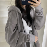 Women Zip Up Hoodie Streetwear Letter Printed Long Sleeve Sweatshirts Gothic Punk Y2k Autumn Winter Female Hoodie Jackets - Livefree