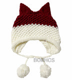 BomHCS Cute Fox Ears Beanie Winter Warm 100% Handmade Knit Hat - Livefree