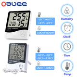 Oauee LCD Electronic Digital Temperature Humidity Meter Indoor Outdoor Thermometer Hygrometer Weather Station Clock HTC-1 HTC-2 - Livefree