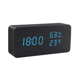 Alarm Clock LED Wooden Watch Table Voice Control Digital Wood Despertador USB/AAA Powered Electronic Desktop Clocks - Livefree