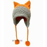 BomHCS Cute Fox Ears Beanie Winter Warm 100% Handmade Knit Hat - Livefree