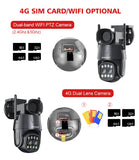 IP Camera Wifi/4G Sim Card PTZ HD 4MP 8MP Dual Lens 2.8mm-8mm Outdoor AI Human Tracking Color Night Vision Audio Security Camera - Livefree