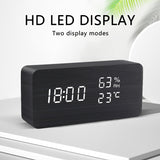 Alarm Clock LED Wooden Watch Table Voice Control Digital Wood Despertador USB/AAA Powered Electronic Desktop Clocks - Livefree