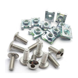 10 Set Plastic Cover Silver Stainless Steel Screw Bolt and U Type Clips with Nut M6 6mm M5 5mm for Motorcycle Scooter ATV Moped - Livefree