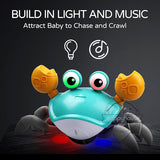 Crawling Crab Baby Toys with Music LED Light Up Musical Toys for Toddler Automatically Avoid Obstacles Interactive Toys for Kids - Livefree