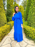 Blue Peplum Belted Dress. - Livefree