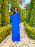 Blue Peplum Belted Dress. - Livefree