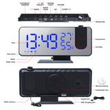 FM Radio LED Digital Smart Alarm Clock Watch Table Electronic Desktop Clocks USB Wake Up Clock with 180° Time Projection Snooze - Livefree