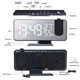 FM Radio LED Digital Smart Alarm Clock Watch Table Electronic Desktop Clocks USB Wake Up Clock with 180° Time Projection Snooze - Livefree