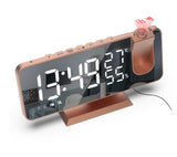 FM Radio LED Digital Smart Alarm Clock Watch Table Electronic Desktop Clocks USB Wake Up Clock with 180° Time Projection Snooze - Livefree