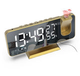 FM Radio LED Digital Smart Alarm Clock Watch Table Electronic Desktop Clocks USB Wake Up Clock with 180° Time Projection Snooze - Livefree