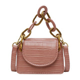 Stone Pattern PU Leather Crossbody Bags For Women Thick Chain Design Shoulder Messenger Bag Lady Mini Tote Lipstick Handbags - shop.livefree.co.uk