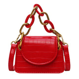 Stone Pattern PU Leather Crossbody Bags For Women Thick Chain Design Shoulder Messenger Bag Lady Mini Tote Lipstick Handbags - shop.livefree.co.uk