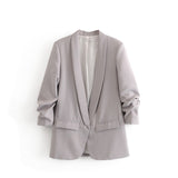 Pink Shawl Collar Elegant Office Ladies Workwear Blazer Long Sleeve Regular Fit - shop.livefree.co.uk