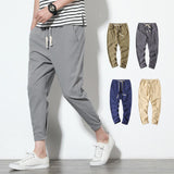 Summer Men's Solid color Loose Classic Casual Jeans Men Straight Slim Beam foot Denim Trousers male  Drawstring Sports Long Pant