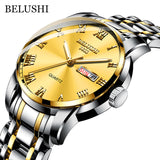 BELUSHI Top Brand Watch Men Stainless Steel Business Date Clock Waterproof Luminous Watches Mens Luxury Sport Quartz Wrist Watch - Livefree