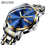 BELUSHI Top Brand Watch Men Stainless Steel Business Date Clock Waterproof Luminous Watches Mens Luxury Sport Quartz Wrist Watch - Livefree
