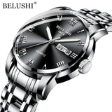 BELUSHI Top Brand Watch Men Stainless Steel Business Date Clock Waterproof Luminous Watches Mens Luxury Sport Quartz Wrist Watch - Livefree