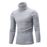 Casual Men Winter Solid Color Turtle Neck Long Sleeve Twist Knitted Slim Sweater Men's Knitted Sweaters Pullover Men Knitwear - Livefree