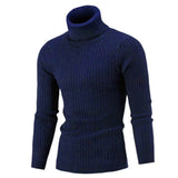 Casual Men Winter Solid Color Turtle Neck Long Sleeve Twist Knitted Slim Sweater Men's Knitted Sweaters Pullover Men Knitwear - Livefree