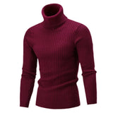 Casual Men Winter Solid Color Turtle Neck Long Sleeve Twist Knitted Slim Sweater Men's Knitted Sweaters Pullover Men Knitwear - Livefree