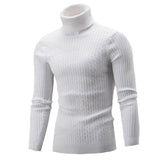 Casual Men Winter Solid Color Turtle Neck Long Sleeve Twist Knitted Slim Sweater Men's Knitted Sweaters Pullover Men Knitwear - Livefree